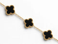 Stainless Steel Black Clover Bracelet | Golden Chain Bracelet for Women