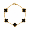 Stainless Steel Black Clover Bracelet | Golden Chain Bracelet for Women