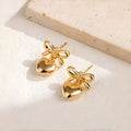 Bow Heart Drop Earrings | Golden Bow Earrings for Women