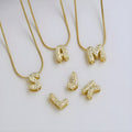 Initial Letter Necklace with Stones | Golden Alphabet Necklace for Women