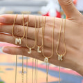 Initial Letter Necklace with Stones | Golden Alphabet Necklace for Women
