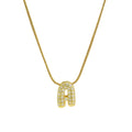 Initial Letter Necklace with Stones | Golden Alphabet Necklace for Women