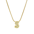 Initial Letter Necklace with Stones | Golden Alphabet Necklace for Women