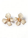 Rose Flower Pearl Stud Earrings