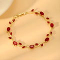 Golden vine bracelet with ruby red tulip stones - Avenzra Multicolour Tulip Bracelet