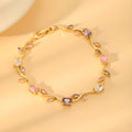 Golden tulip bracelet with multicoloured pastel stones - Avenzra Multicolour Tulip Bracelet