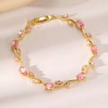 Golden tulip bracelet with pink stones - Avenzra Multicolour Tulip Bracelet