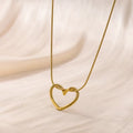 Open Heart Pendant Necklace | Golden Heart Chain Necklace for Women