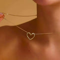 Open Heart Pendant Necklace | Golden Heart Chain Necklace for Women