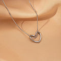 Silver Open Heart Pendant Necklace for Women