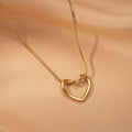 Open Heart Pendant Necklace | Golden Heart Chain Necklace for Women