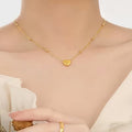 Puffy Heart Beaded Chain Necklace | Golden Heart Necklace for Women