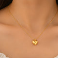 Puffy Heart Pendant Necklace | Golden Heart Snake Chain Necklace for Women