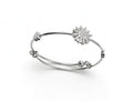 Silver double band bangle with starburst stone flower - Avenzra Starburst Bangle & Ring Set