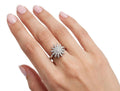 Silver starburst stone ring worn on finger - Avenzra Starburst Bangle & Ring Set