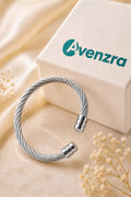 Silver twisted cable cuff bracelet with Avenzra gift box - Avenzra Twisted Cable Bangle