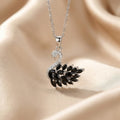 Black stone swan pendant necklace on silver chain - Avenzra Swan Pendant Necklace