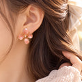 Rose Flower Pearl Stud Earrings