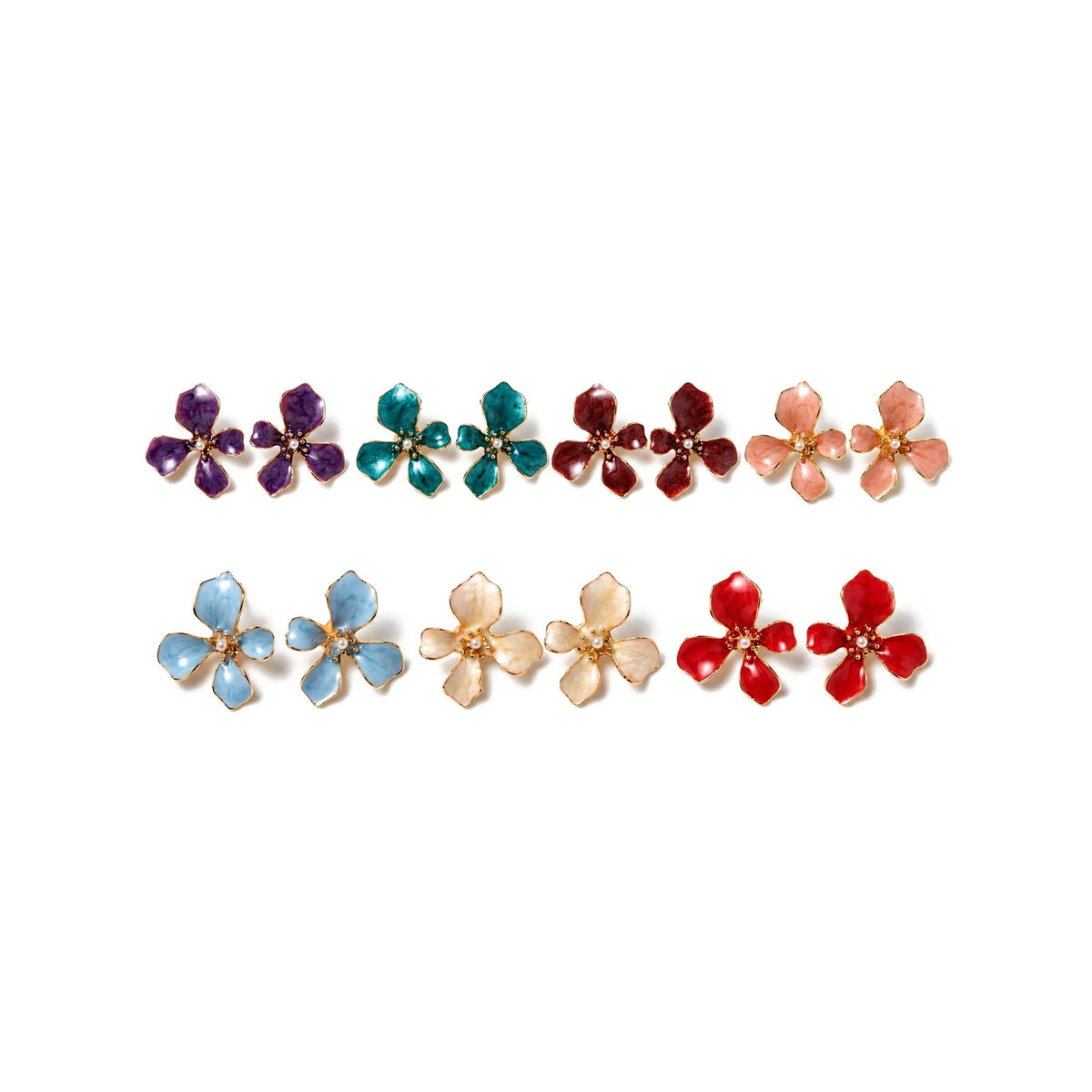 Rose Flower Pearl Stud Earrings